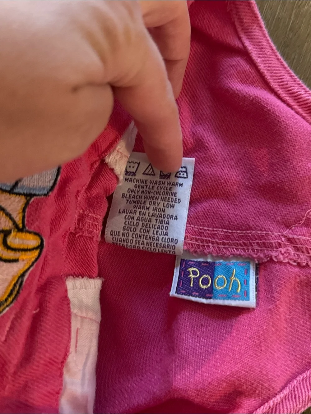 Vintage Baby Girl Hot Pink 90s/Y2K Winnie the Pooh Embroidered Bubble Overalls